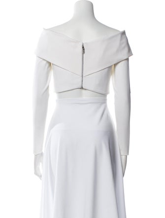 Cushnie One-Shoulder Short Sleeve Crop Top