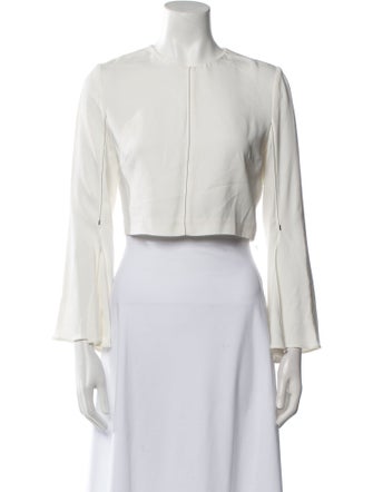 Cushnie Crew Neck Three-Quarter Sleeve Crop Top