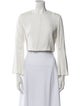 Cushnie Crew Neck Three-Quarter Sleeve Crop Top