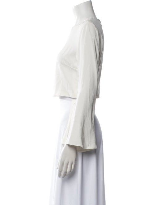 Cushnie Crew Neck Three-Quarter Sleeve Crop Top