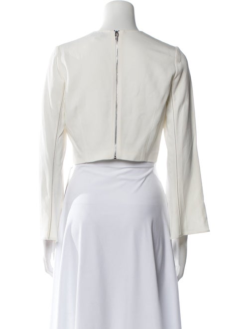 Cushnie Crew Neck Three-Quarter Sleeve Crop Top