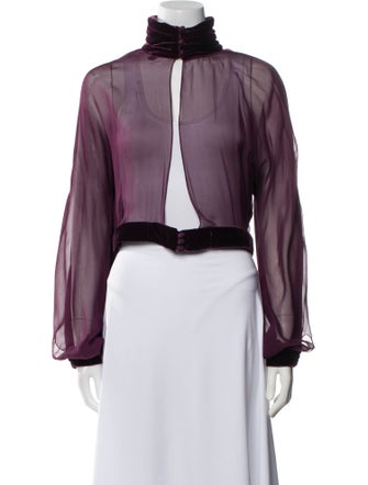 Cushnie Mock Neck Long Sleeve Crop Top