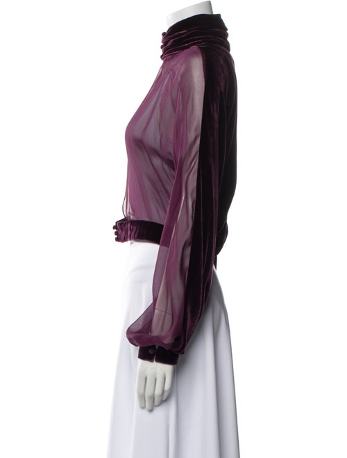 Cushnie Mock Neck Long Sleeve Crop Top