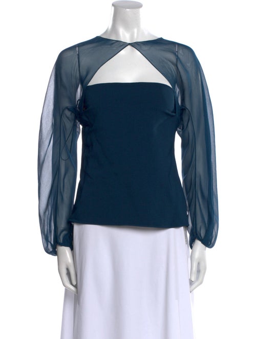 Cushnie Bateau Neckline Long Sleeve Blouse