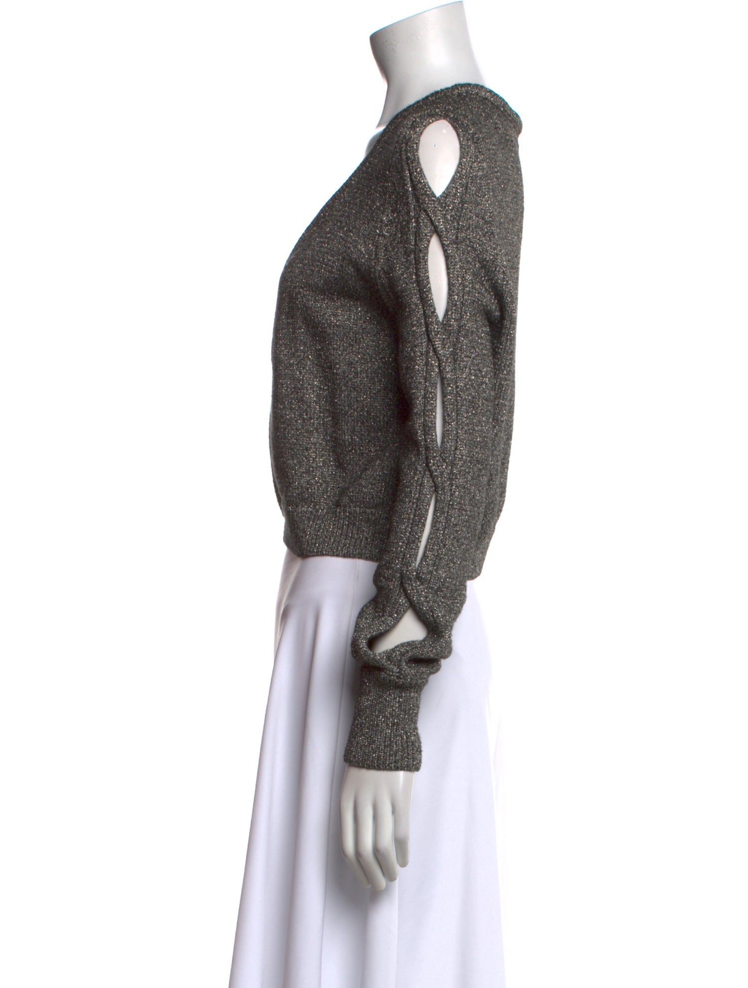 Cushnie V-Neck Long Sleeve Crop Top