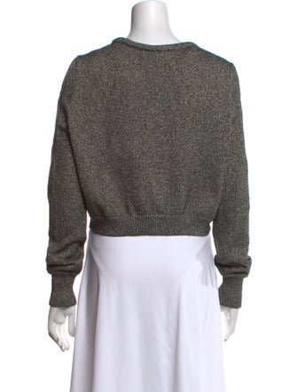 Cushnie V-Neck Long Sleeve Crop Top