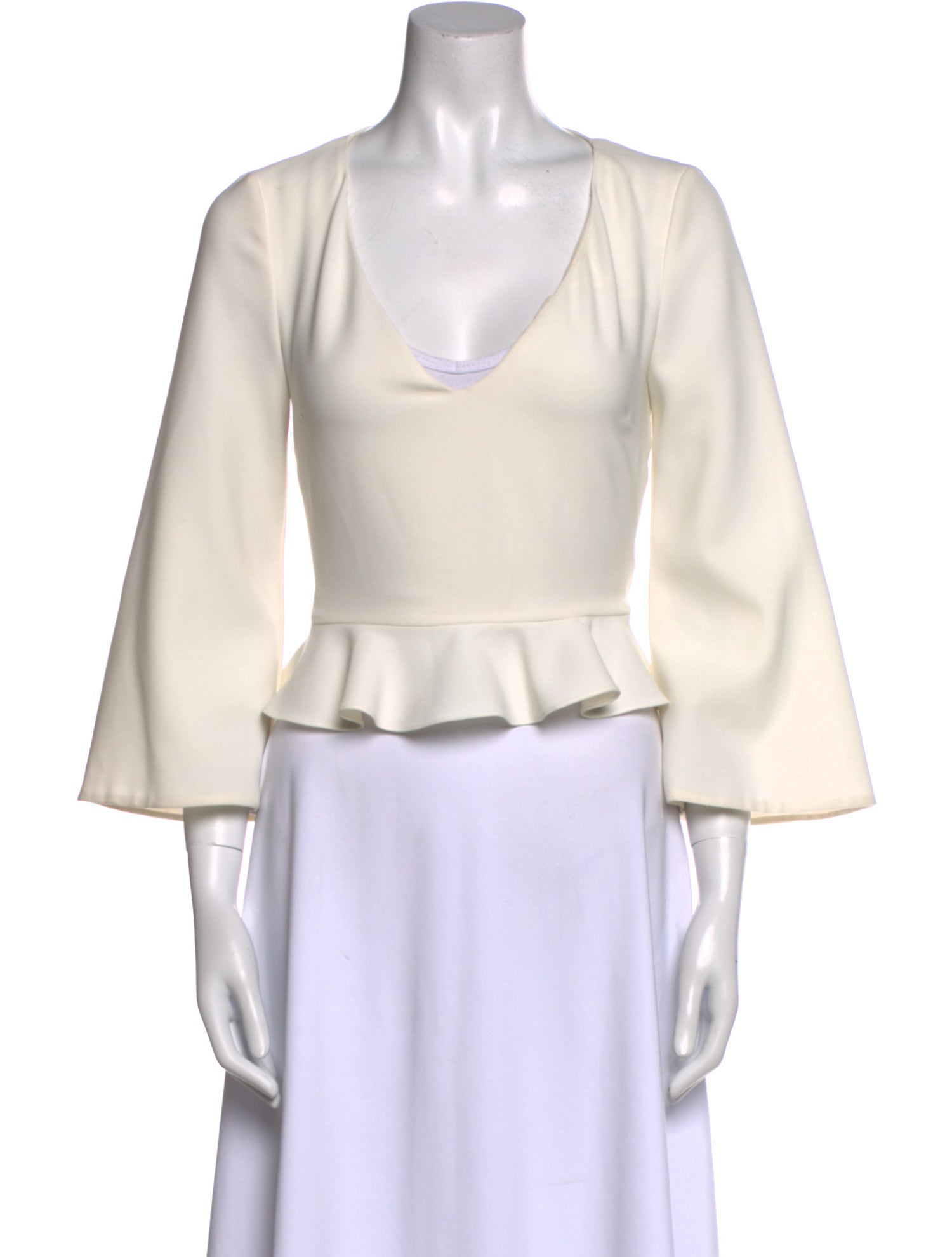 Cushnie V-Neck Three-Quarter Sleeve Crop Top