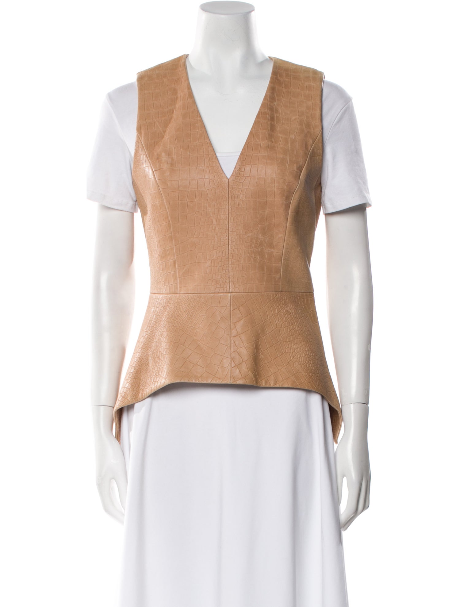 Cushnie Leather V-Neck Top w/ Tags