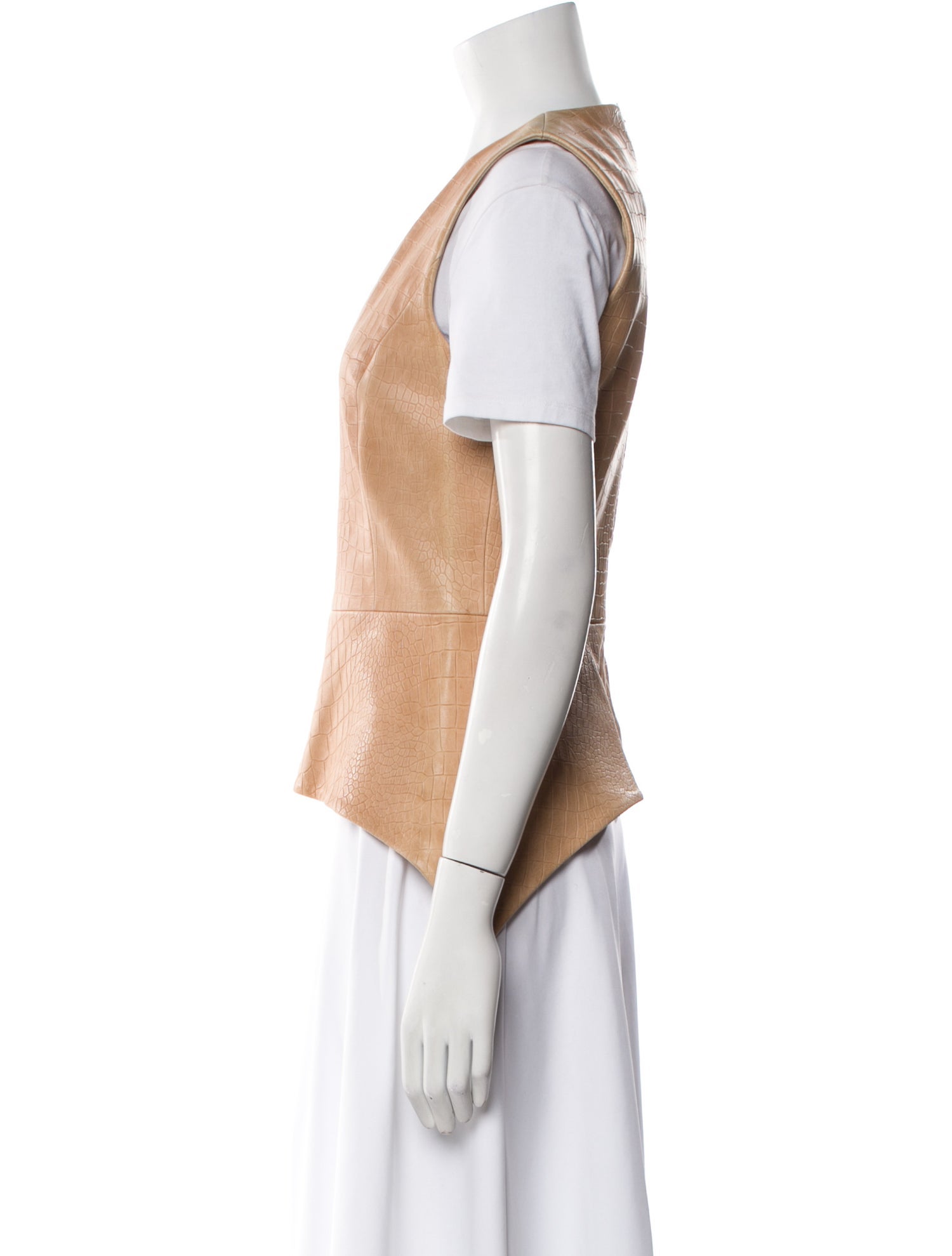 Cushnie Leather V-Neck Top w/ Tags