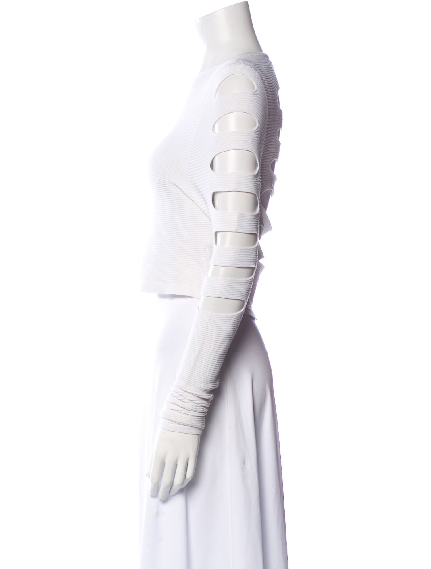 Cushnie Bateau Neckline Long Sleeve Crop Top