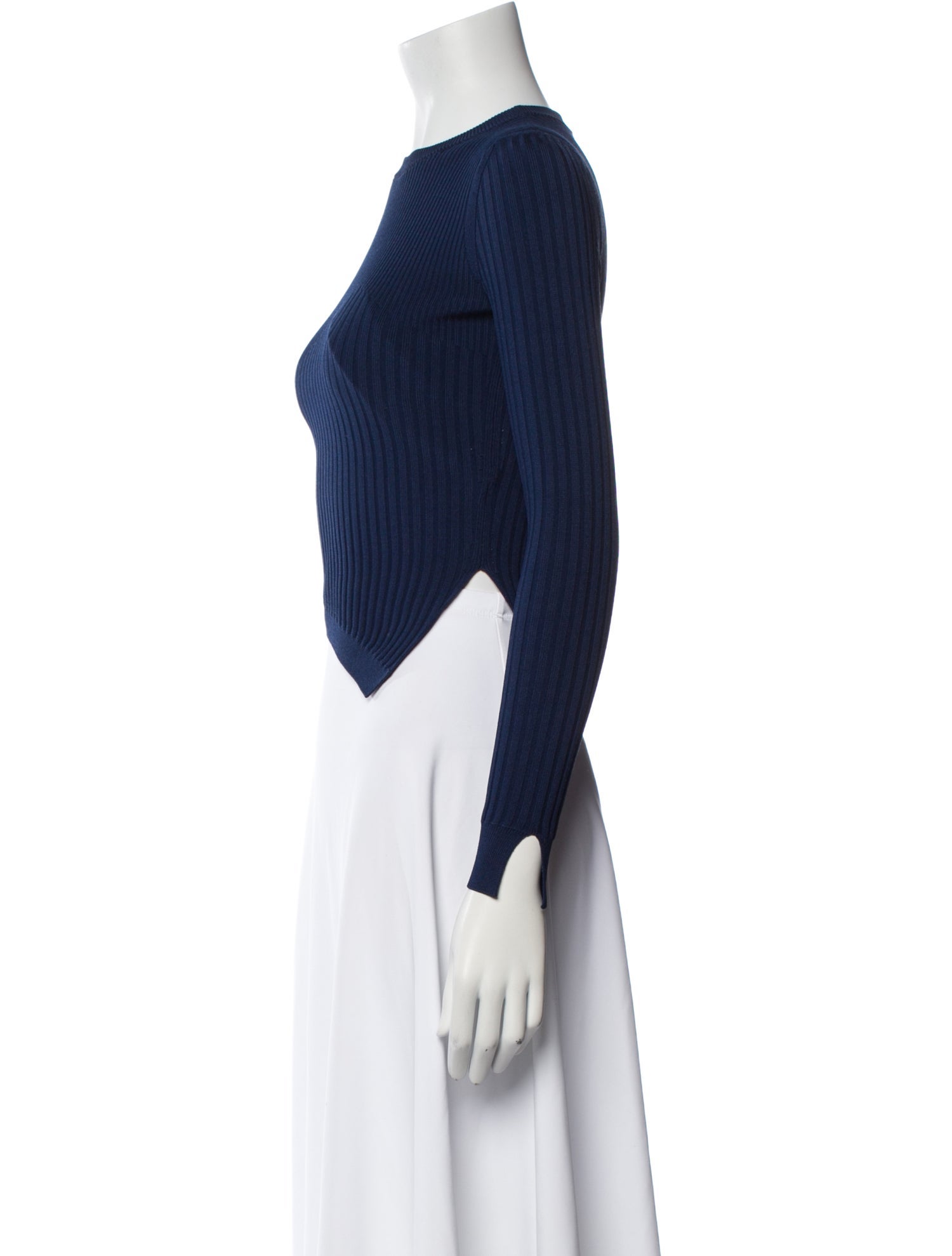 Cushnie Crew Neck Long Sleeve Crop Top