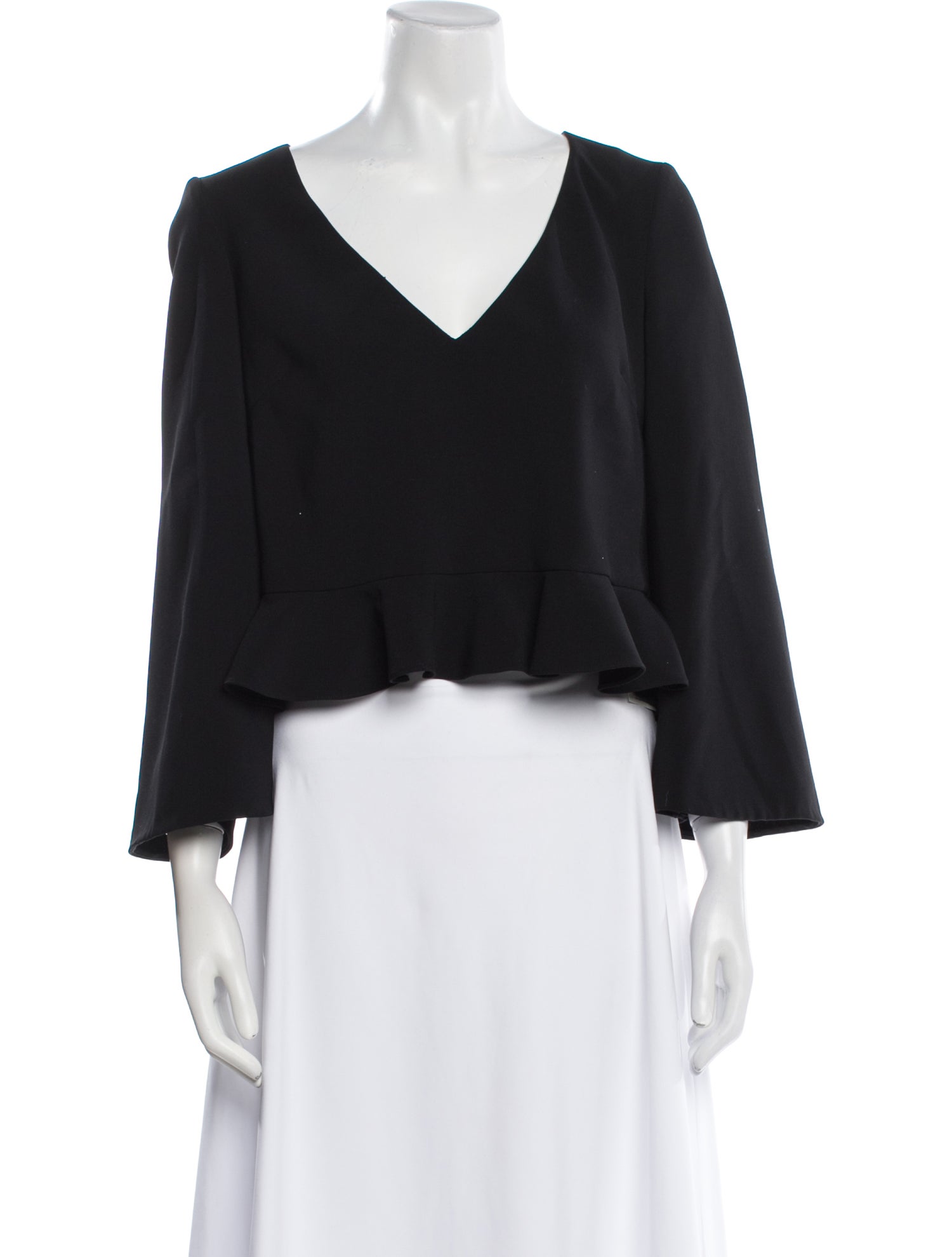 Cushnie V-Neck Three-Quarter Sleeve Crop Top