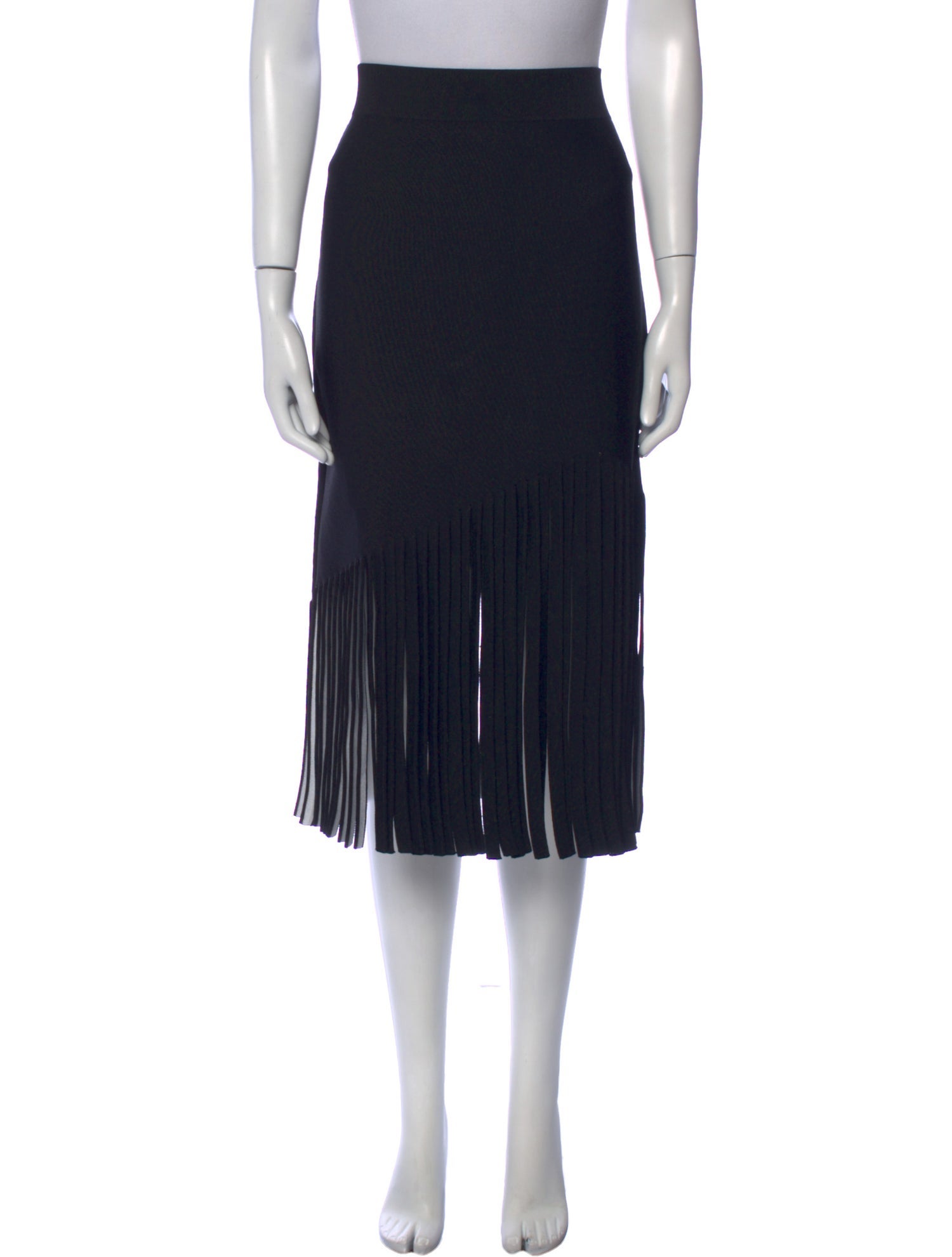 Cushnie Fringe Trim Accent Midi Length Skirt