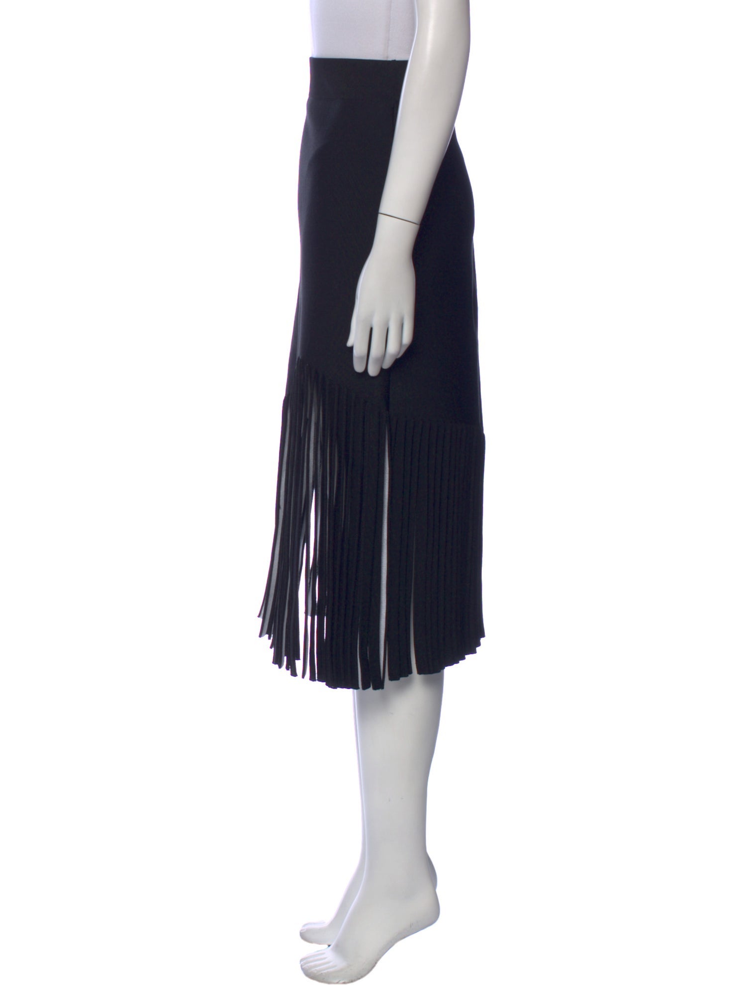 Cushnie Fringe Trim Accent Midi Length Skirt