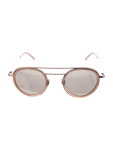 Pre-owned Cutler And Gross Round Mirrored Sunglasses In Gold