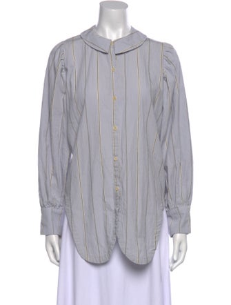 Emma Rothkopf Striped Long Sleeve Button-Up Top