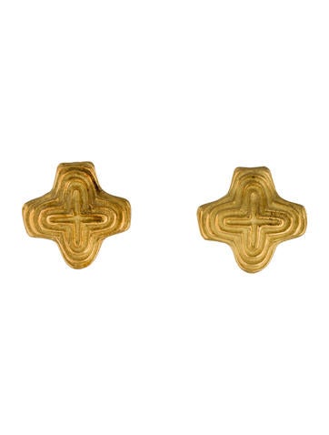 Christopher Walling 18K Textured X Clip-On Earrings