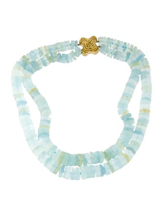 Christopher Walling 18K Aquamarine Beaded Necklace