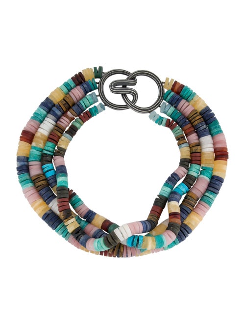 Christopher Walling Multi Stone Frosted Disc Necklace