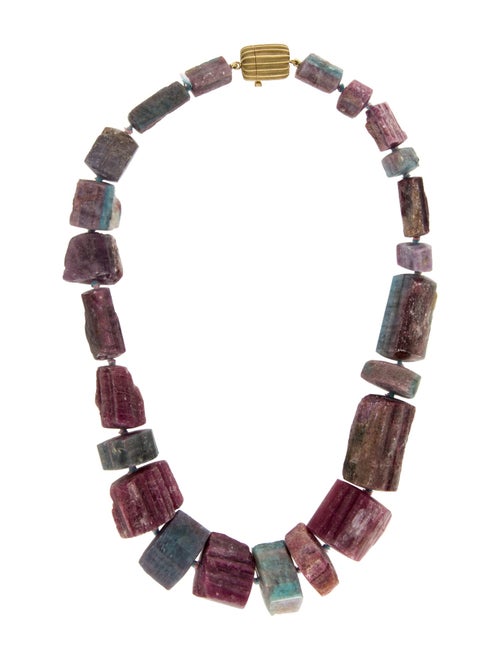 Christopher Walling 18K Tourmaline & Diamond Bead Strand Necklace