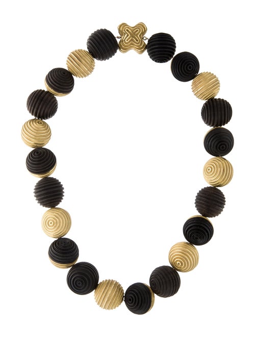 Christopher Walling 18K Ebony Wood Bead Strand Necklace