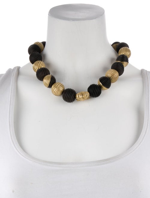 Christopher Walling 18K Ebony Wood Bead Strand Necklace