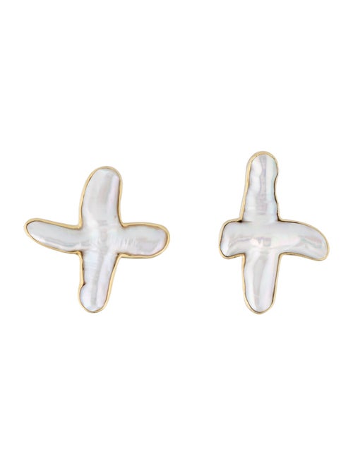 Christopher Walling 18K Pearl X Clip-on Earrings