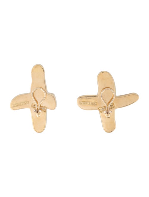 Christopher Walling 18K Pearl X Clip-on Earrings