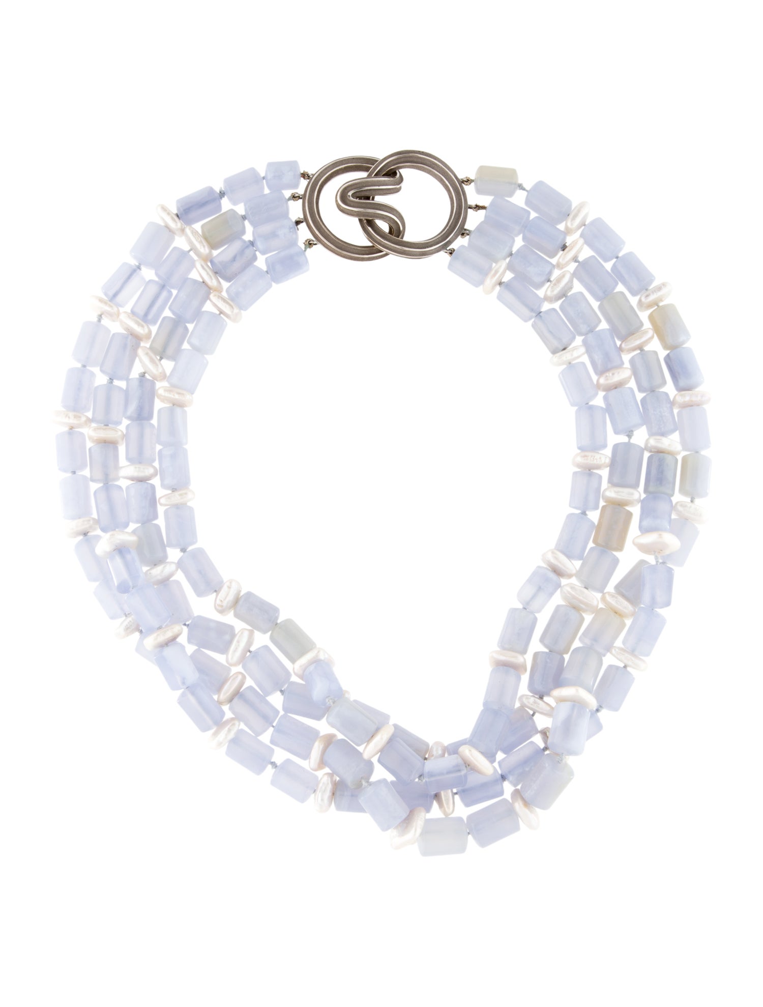 Christopher Walling 18K Mother of Pearl & Blue Agate Beaded Multi-Strand Necklace