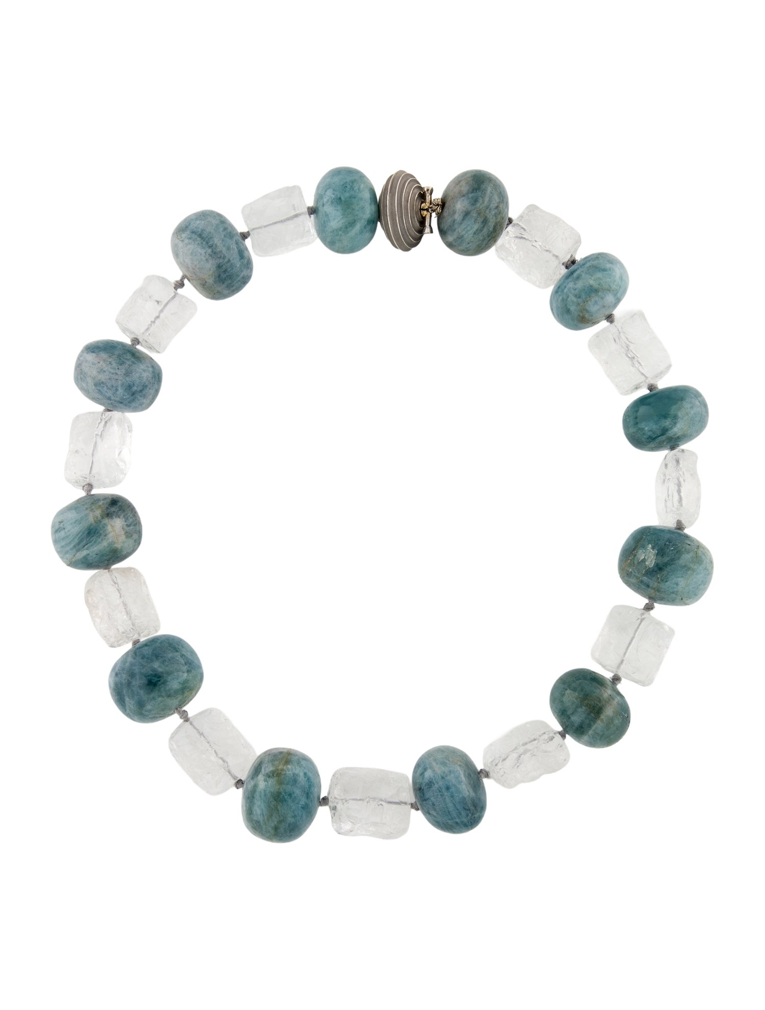 Christopher Walling 18K Aquamarine, Quartz & Diamond Bead Strand Necklace