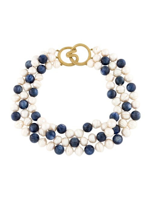 Christopher Walling 18K Pearl & Kyanite Multistrand Necklace
