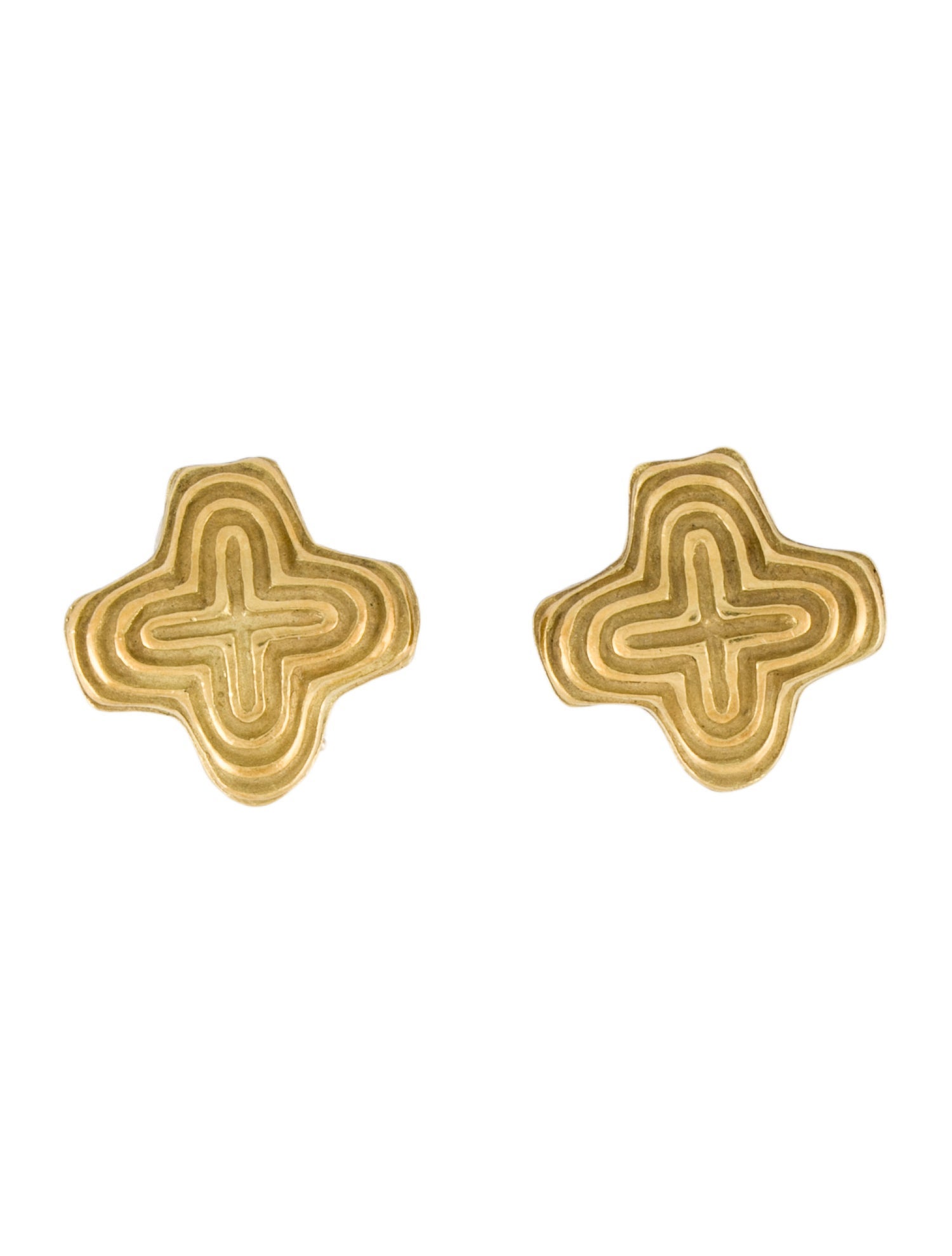 Christopher Walling 18K Cross Clip-On Earrings