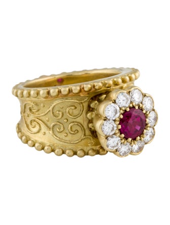 Cynthia Bach 18K Ruby & Diamond Cocktail Ring