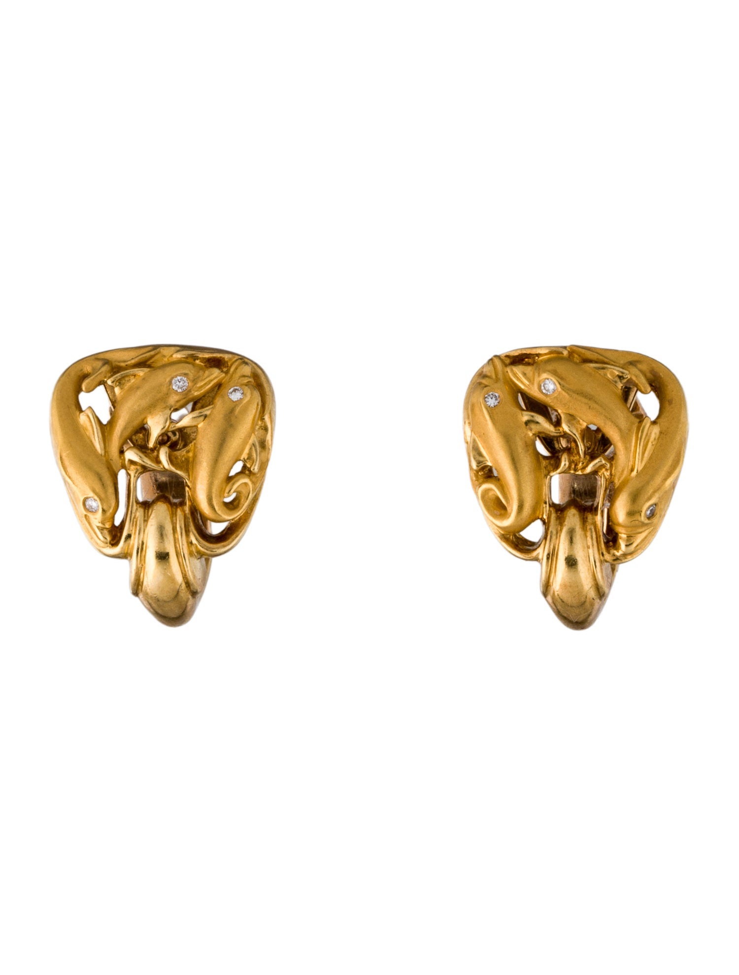 Carrera y Carrera 18K Diamond Dolphin Earclips