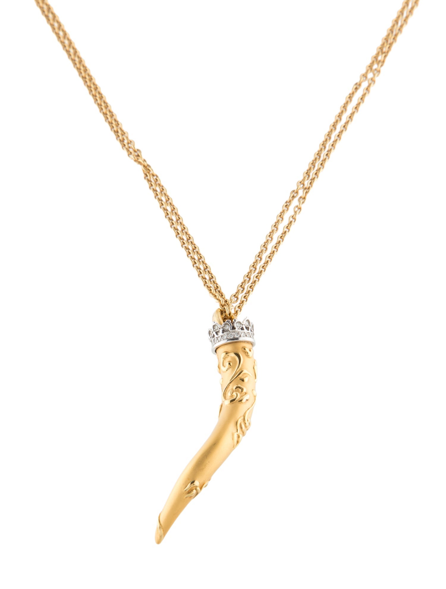 Carrera y Carrera 18K Diamond Horn Pendant Necklace