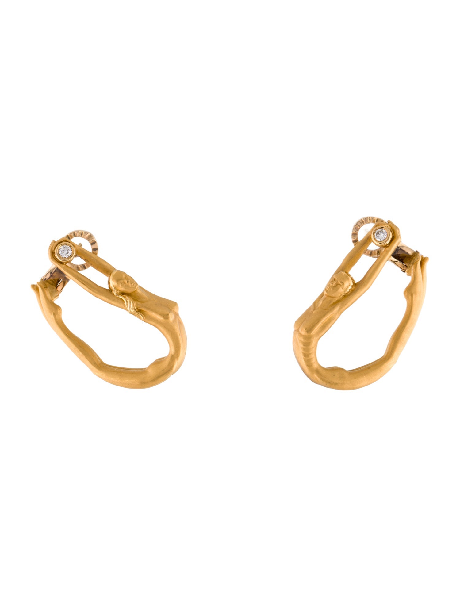 Carrera y Carrera Vintage 18K Diamond Adam & Eve Hoop Earrings