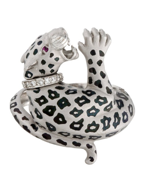 Carrera y Carrera 18K Ruby& Diamond Leopard Cocktail Ring