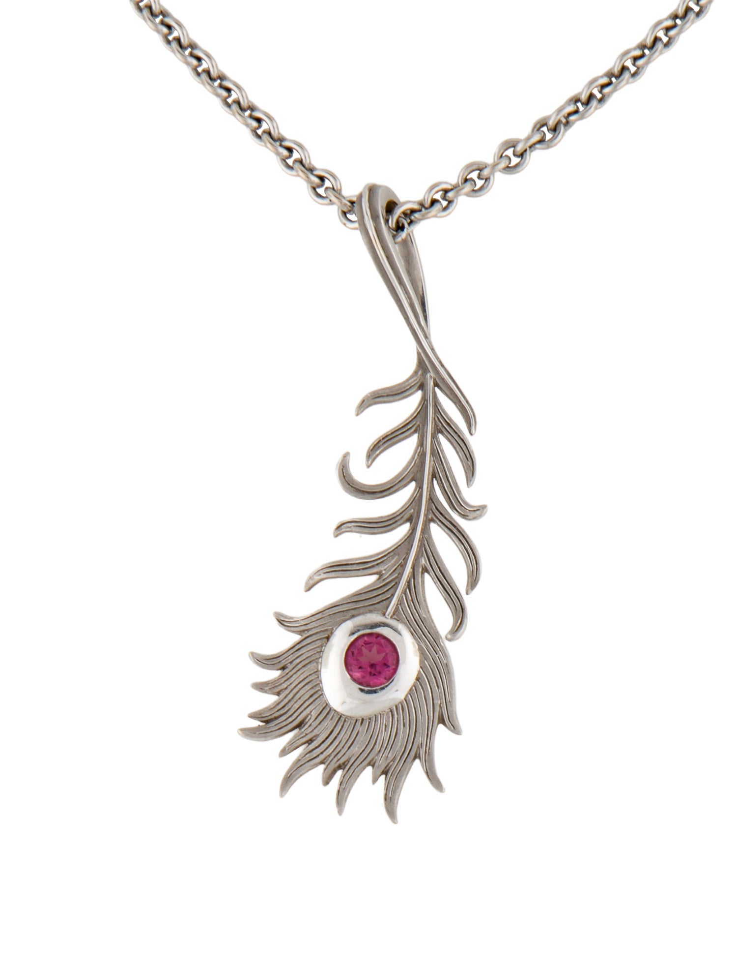 Carrera y Carrera 18K Tourmaline Peacock Feather Pendant Necklace
