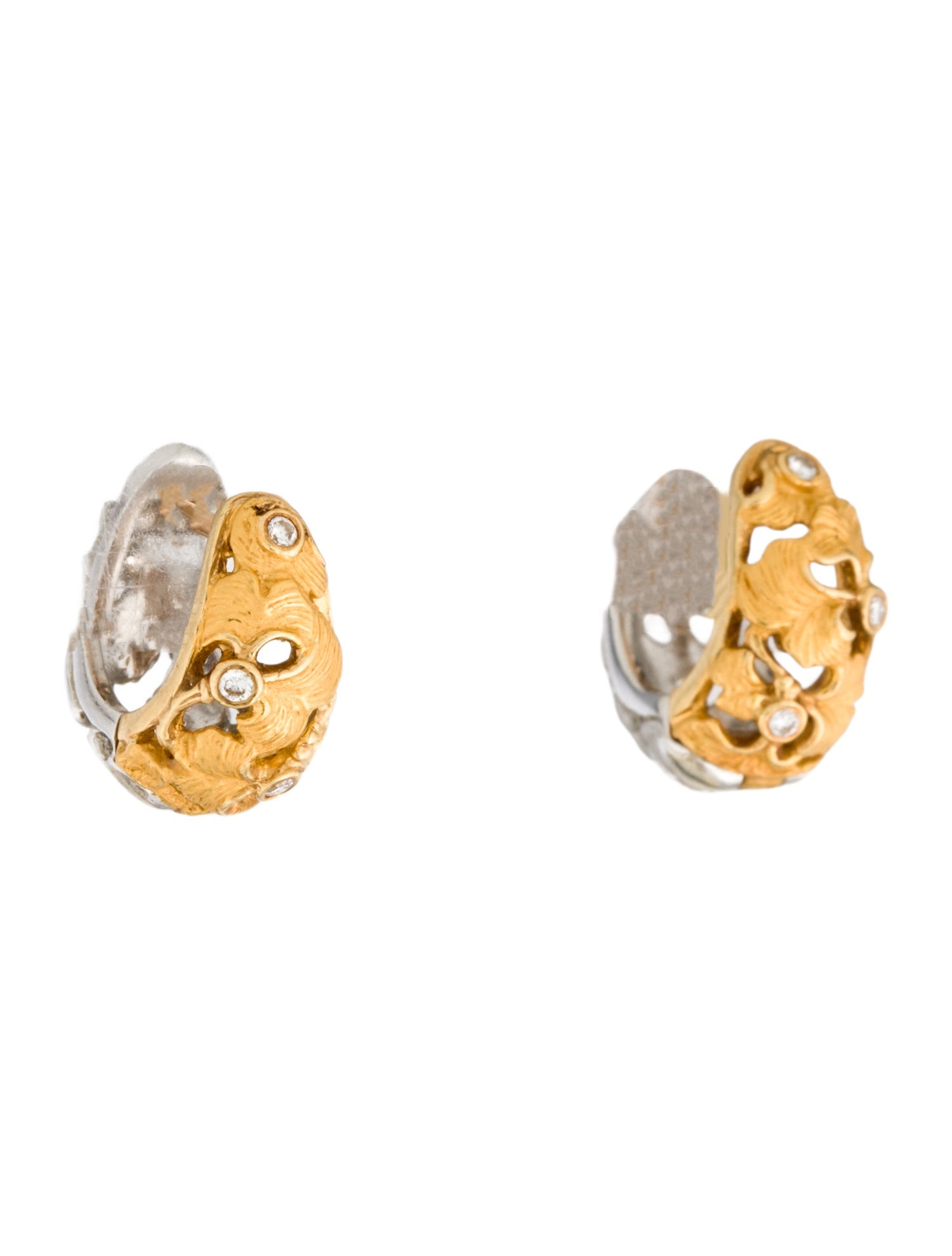 Carrera y Carrera 18K Diamond Ginkgo Reversible Huggie Earrings