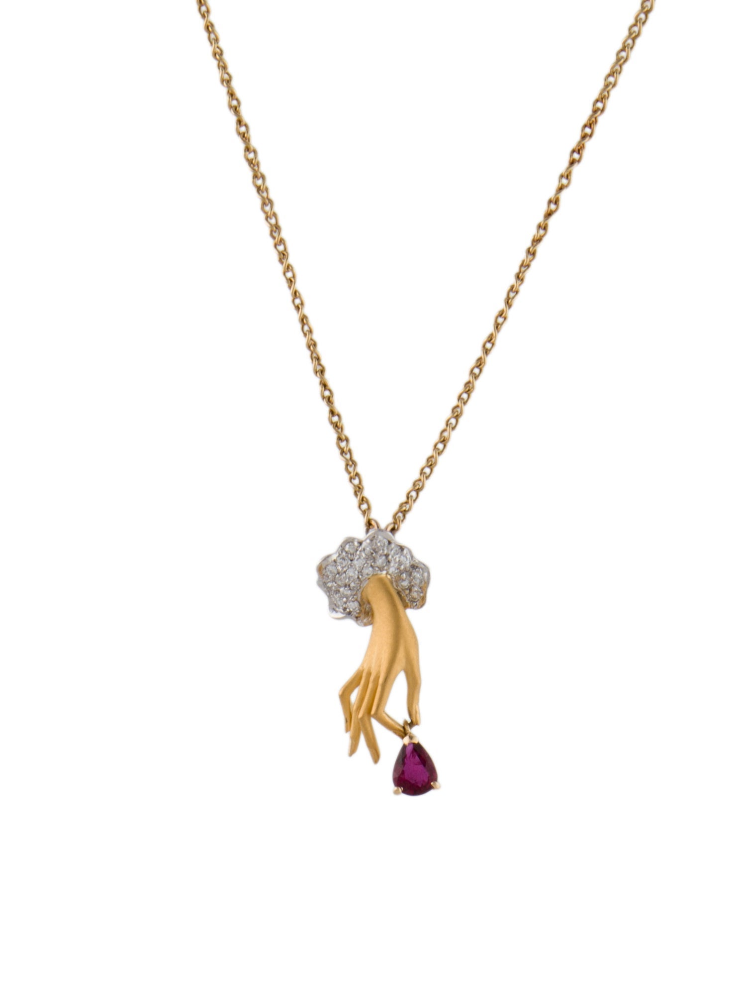 Carrera y Carrera 18K Ruby & Diamond Hand Pendant Necklace
