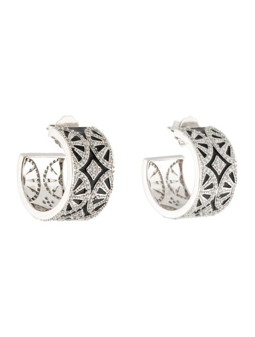 CZ by Kenneth Jay Lane Cubic Zirconia Crystal & Enameled Hoop Earrings