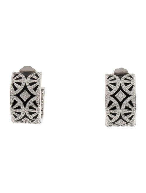 CZ by Kenneth Jay Lane Cubic Zirconia Crystal & Enameled Hoop Earrings