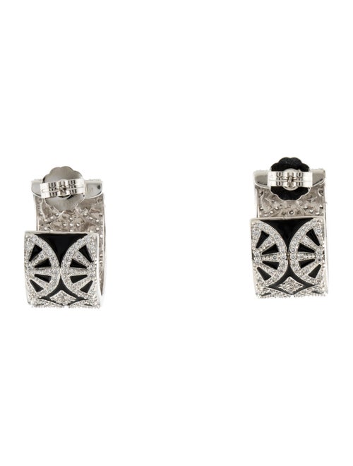 CZ by Kenneth Jay Lane Cubic Zirconia Crystal & Enameled Hoop Earrings