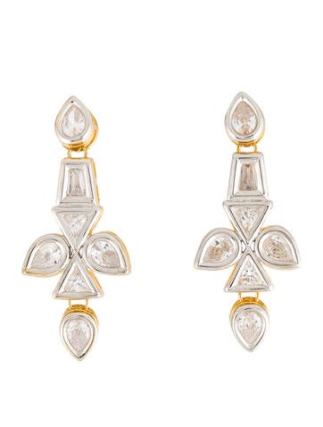 CZ by Kenneth Jay Lane Chandelier Cubic Zirconia Oval Statement Drop Earrings