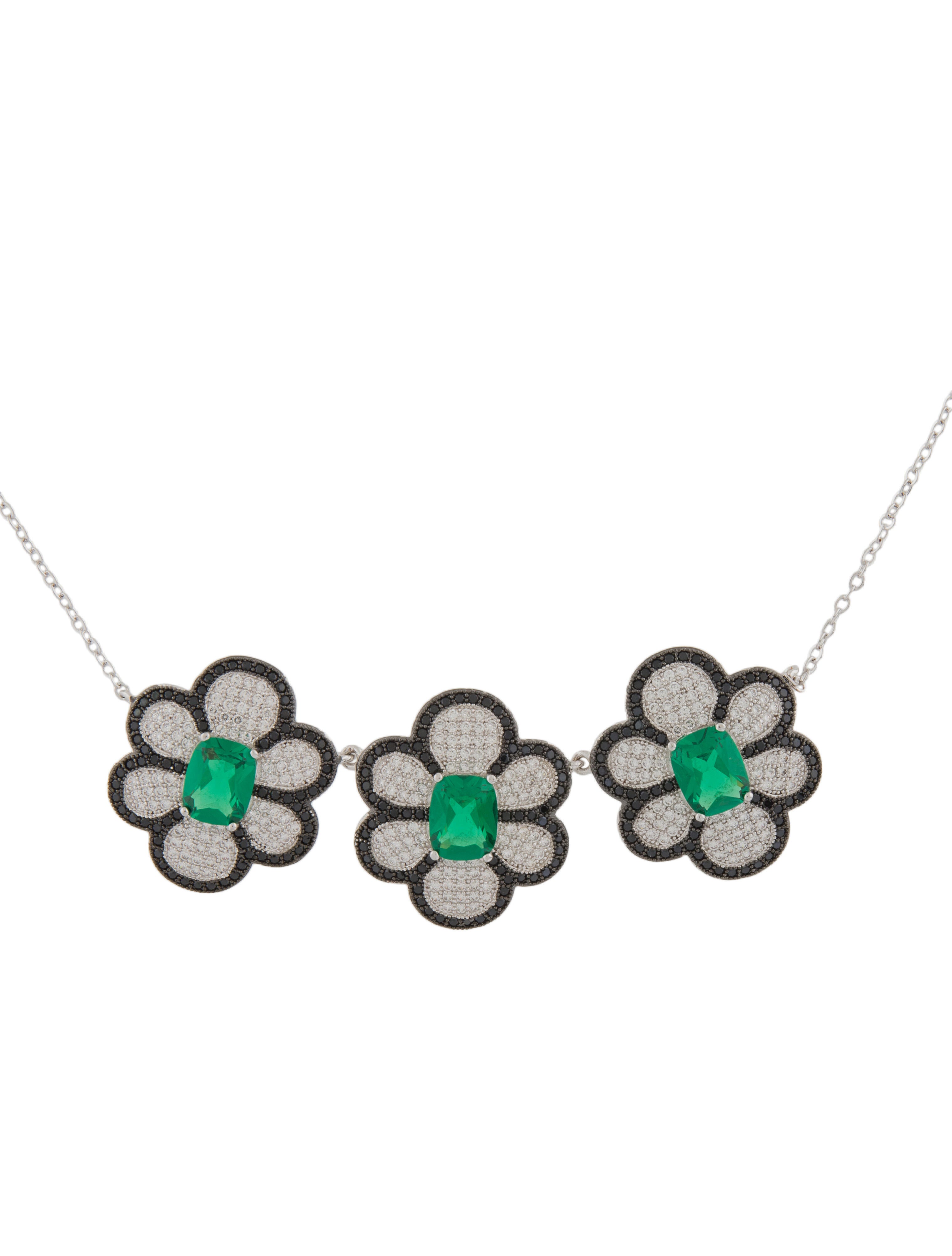 CZ by Kenneth Jay Lane Floral Collar Necklace