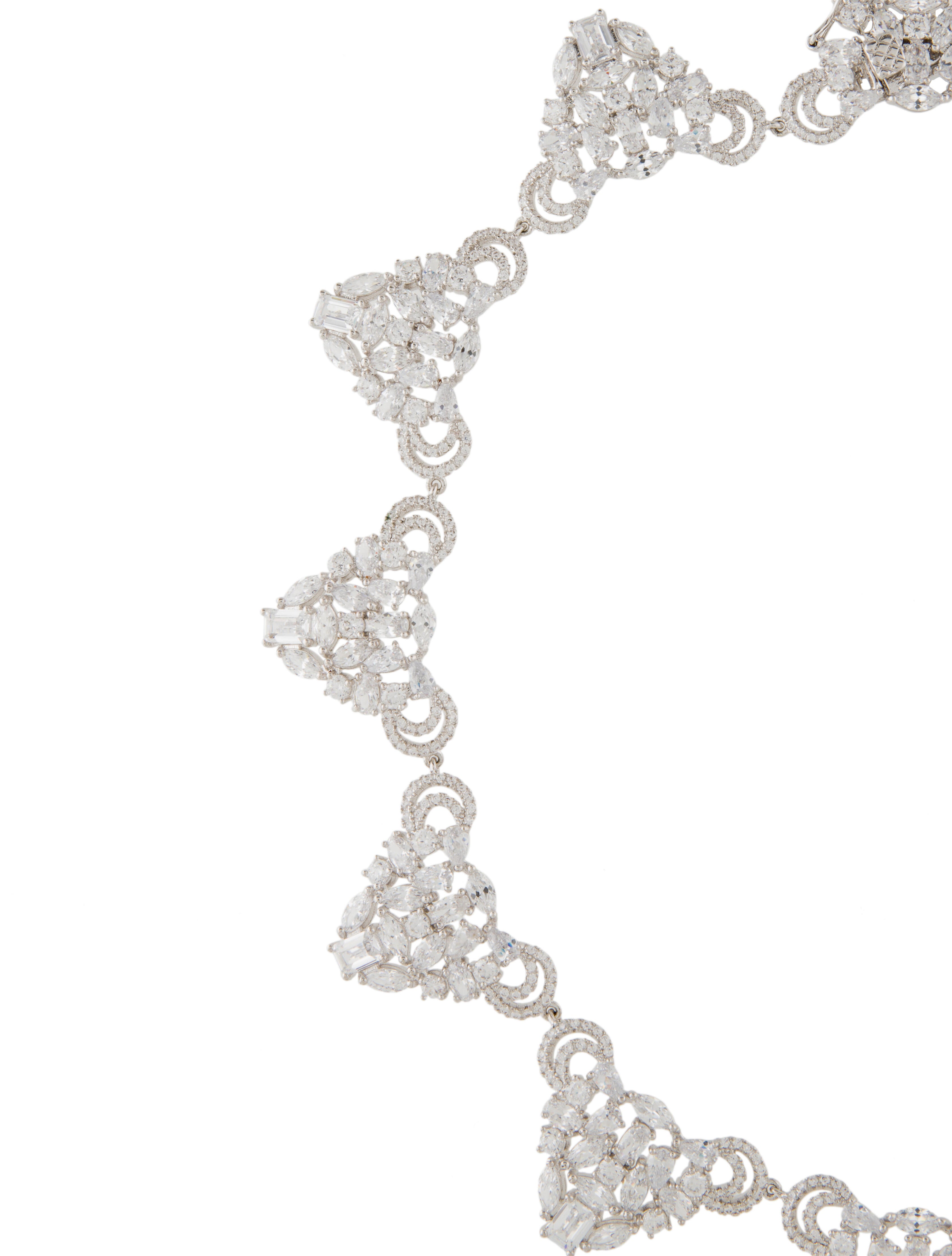 CZ by Kenneth Jay Lane Cubic Zirconia Scallop Cluster Choker Necklace