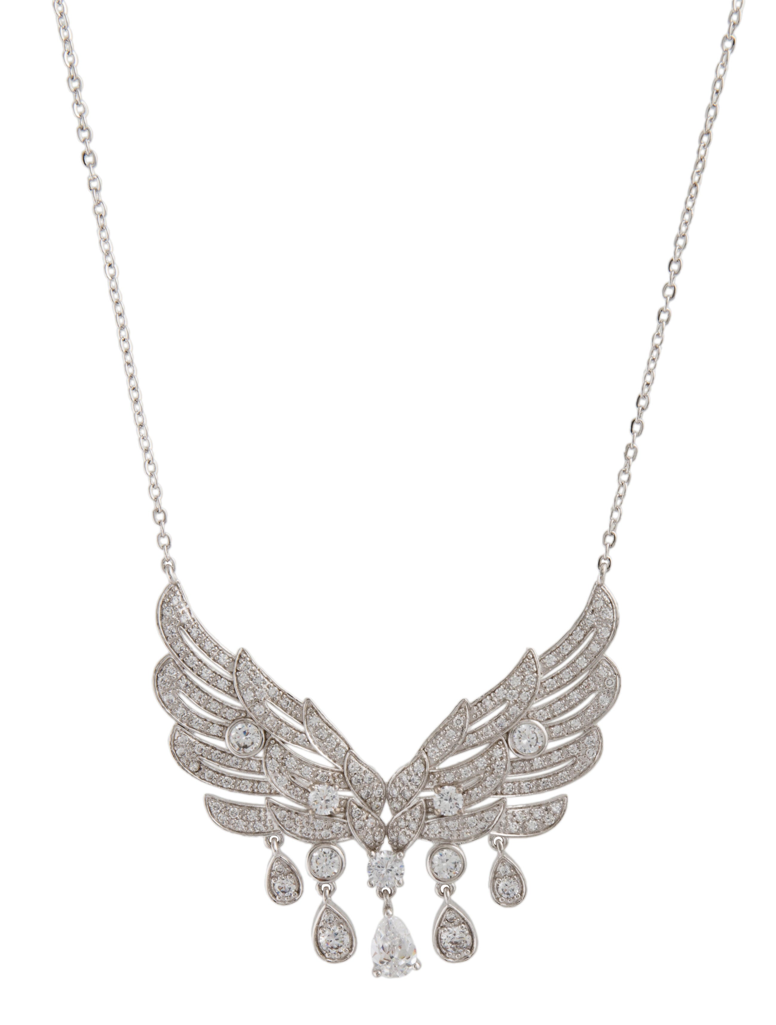 CZ by Kenneth Jay Lane Cubic Zirconia Winged Pendant Necklace