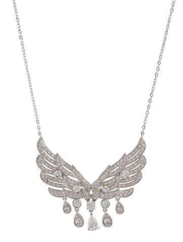 CZ by Kenneth Jay Lane Pendant Necklace Cubic Zirconia Winged