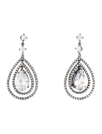 CZ by Kenneth Jay Lane Cubic Zirconia Double Halo Drop Earrings