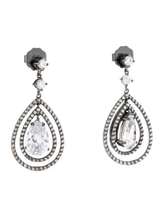 CZ by Kenneth Jay Lane Cubic Zirconia Double Halo Drop Earrings